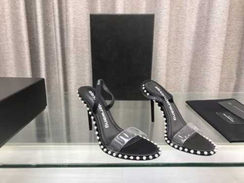 Alexander Wang 亚历山大王 春夏新款露趾高跟鞋 鞋面：透明胶片 钻珠围边装饰 内里：进口羊皮 垫脚：进口羊皮 跟高：6.5Cm 10Cm 颜色：黑