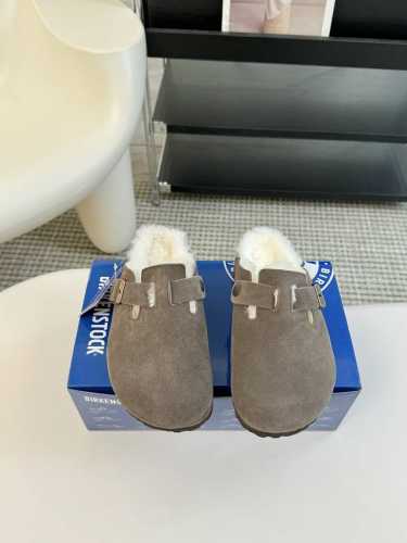 德国Birkenstock勃肯Boston百搭真皮室外软底包头羊毛拖鞋博肯男女拖鞋 女码：35-39 40 41定制 男码：39-44 45定制
