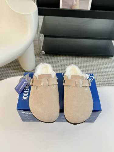 德国Birkenstock勃肯Boston百搭真皮室外软底包头羊毛拖鞋博肯男女拖鞋 女码：35-39 40 41定制 男码：39-44 45定制