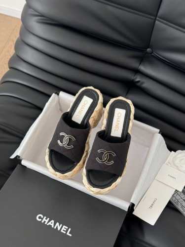 Chanel 25P新款双C编织拖鞋 新编织面料 编织鞋面 内里羊皮 原版大底 Size:35-39 其他码数定做