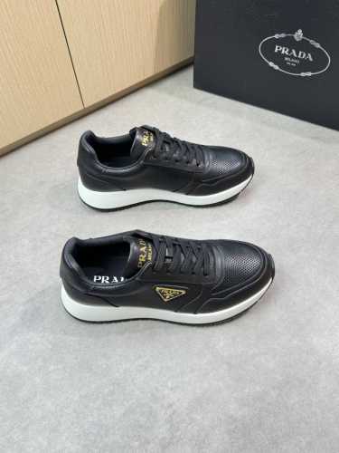 prada 普拉达 -高端品质 原单休闲运动鞋 -鞋面 纳帕小牛皮 打孔小牛皮 鞋身车缝品牌金属扣件 鞋舌丝印高周波品牌Logo -内里 水染牛皮 -大底 超轻