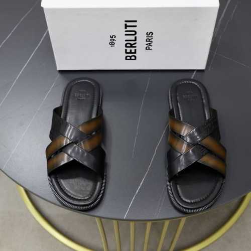 出厂价： Berluti 布鲁提 顶级手工上色牛皮男士拖鞋！ 全手工制作！有装饰的sifnos Scritto图纹皮革拖鞋！官！采用进口皮胚古法上色改色处理 鞋