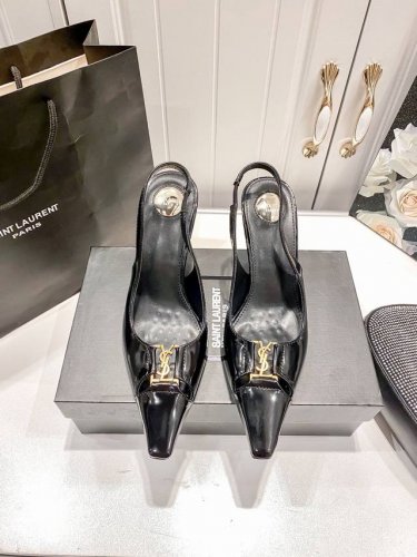橙子出厂价P Saint Laurent 圣罗兰 Ysl初夏新款 字母扣镂空尖头高跟凉鞋 后空高跟鞋 跟高：8Cm 码数：35-41