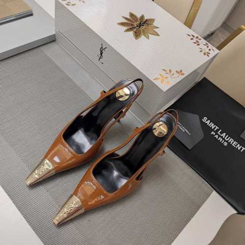 SAINT LAURENT ” SYL圣罗兰 顶级版本25SS众明星网红追捧的T形细高跟，经典字母铁头小方扁头后空凉鞋。SYL 2025官方VIP 贵宾版金花磁