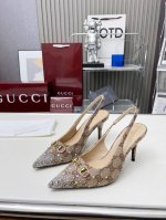 原单品质gucci2025春夏新品水钻高跟鞋，顶级品质发售购入正品开发原版烫钻工艺经典双G老花面，内里羊皮配合意大利原板材质与工艺原版一致码数:35-42，p橡