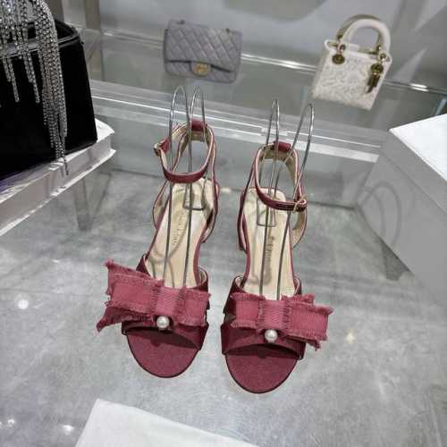 出厂 流苏织带女鞋 Dior 迪奥 2024春夏走秀新款Adiorble女鞋 CD明星同款时尚流苏蝴蝶结方头珍珠字母logo五金扣高跟中空凉鞋 市面顶级高端版本