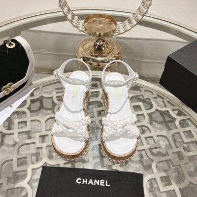 Chanel 香奈儿 小香 2025春夏季纯手工专柜最款新坡跟厚底链条编制凉鞋 简约百搭品质 脚感都超级赞 上脚非棒常. 1鞋面 进口羊皮 2内里 垫脚 羊皮