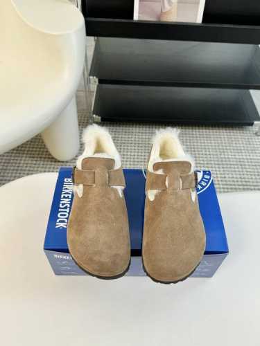 德国Birkenstock勃肯Boston百搭真皮室外软底包头羊毛拖鞋博肯男女拖鞋 女码：35-39 40 41定制 男码：39-44 45定制