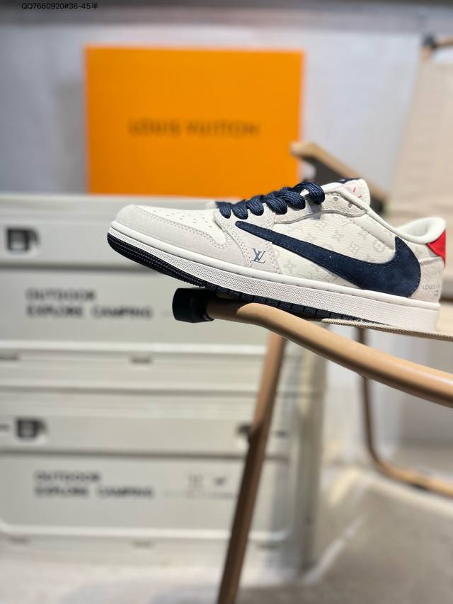 公司级头层皮Lv 乔丹Air Jordan 1 Low Aj1低帮系列篮球鞋 官方同步配色 原装级产物 #拒绝公底 立体鞋型 细节完美 高清洁度Dm7866 Q