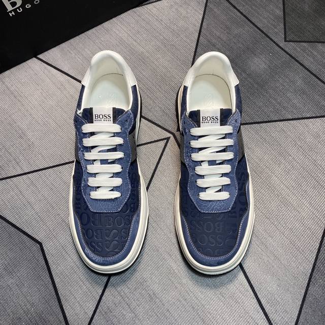 工厂p Boss 新款男仕 知名休闲品牌新款隆重上市 以奢华高端设计出货 鞋面选用原版透气布料搭配皮革制成 羊皮内里垫脚 轻质橡胶大底 轻奢风格 鞋面透气不闷脚
