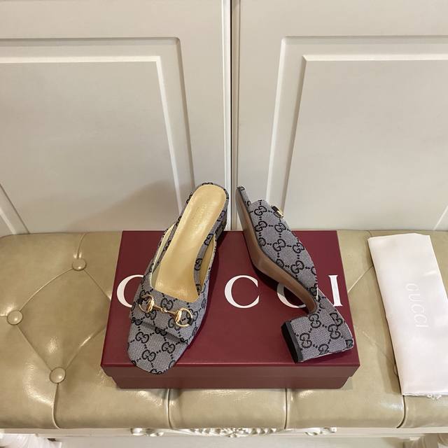 出厂价p 古奇Gucci高跟拖鞋 高版本6色 牛皮 羊皮 提花布面 羊皮里 跟高5.5Cm 真皮大底 35-39码 40-42码定做不退换