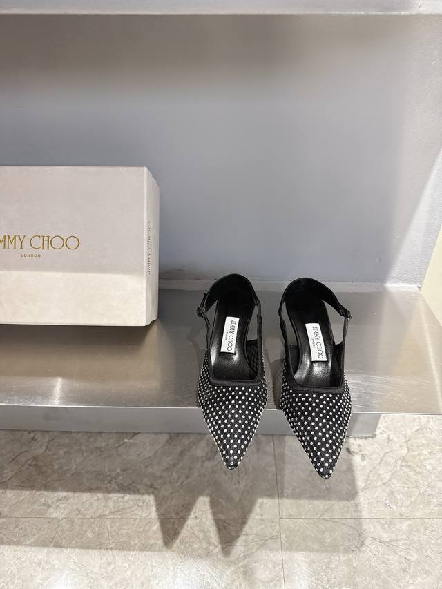 顶级品质Jimmy Cho025春夏新品网纱烫钻尖头小猫跟后空凉鞋 Jc经典水晶烫钻网纱高跟鞋 超级仙的一款啊 美得让人窒息 超闪昂贵施华洛世奇水晶钻 Blin