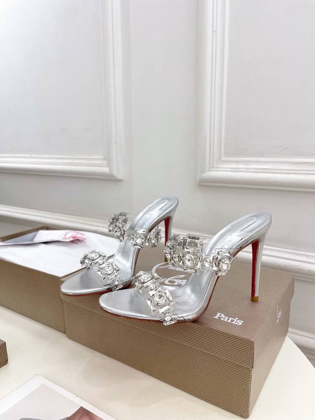 christian Louboutin路铂廷Cl 红底鞋 25Ss最新Just Jewel透明带水晶钻高跟拖鞋系列 魅惑华丽的顶级硬货上新 bs明星同款 平台主