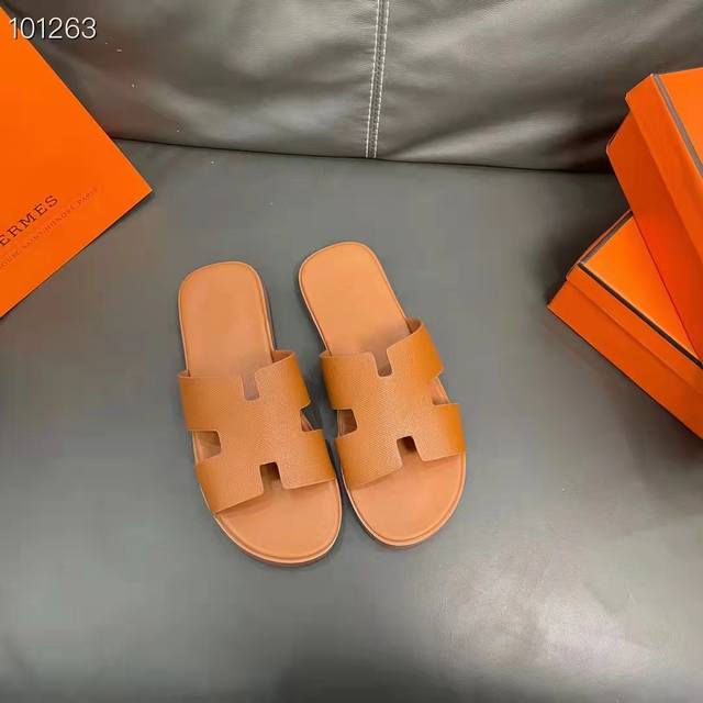 橙子出厂价p hermes 爱马仕春夏新款 男士H拖鞋 休闲凉拖 码数 39-45
