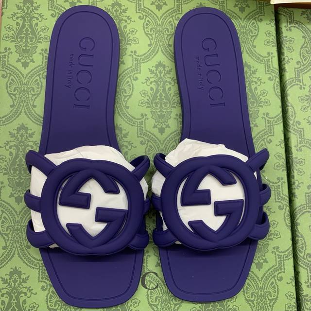 橙子出厂价p gucci 古驰春夏新款 沙滩果冻鞋 镂空拖鞋 凉拖 原版开模经典双G鞋面 原版开模橡胶注塑一体成型 双层组合大底 码数 35-42