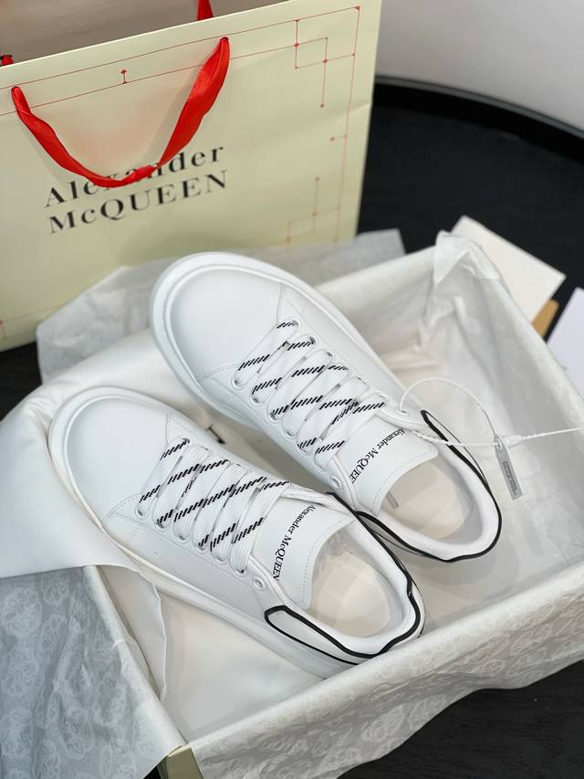 橙子出厂价p alexandermcqueen 亚历山大 麦昆 Mcq 情侣款滴胶小白鞋 厚底增高休闲鞋 运动鞋板鞋 热销经典款 男女同款 底厚 4.5Cm 码