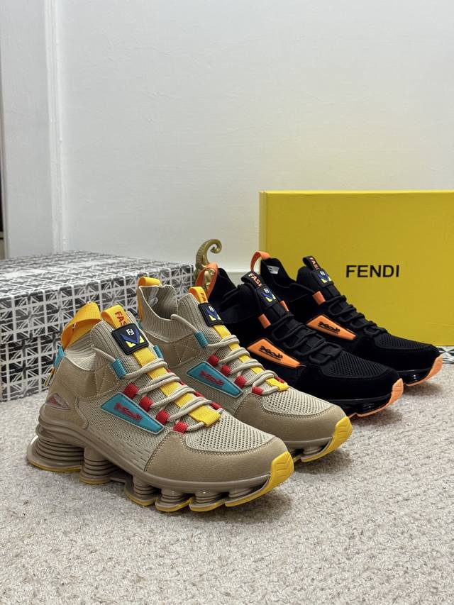 Fendi* 原单品质 芬迪！顶级代购 男士专柜新款 原厂配置、意大利进口原版飞织面料 鞋底：原厂特供原版底超级舒适，原厂跟单货 高品质，2色可选，可随意进出专