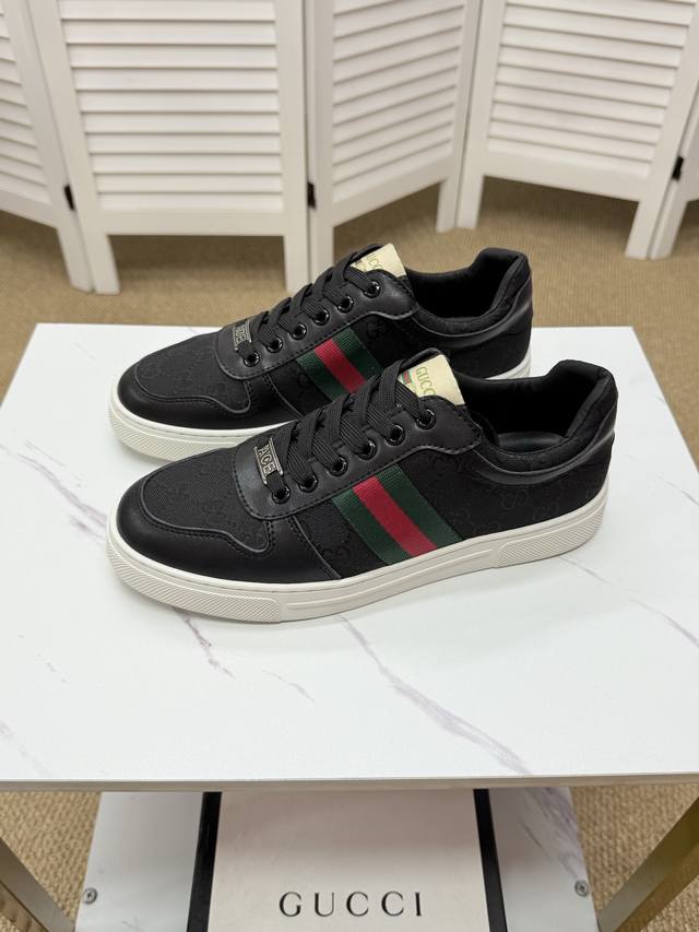 Gucci-古奇 奢牌运动休闲鞋，进口原版材质，羊皮内里 高档舒适，原版大底轻盈耐磨！纯手工制作，细节决定品质！38-44 45定做不退换 Hh