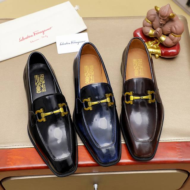 工厂P价 Ferragamo 菲拉格慕顶级男士商务皮鞋官网原版复制，鞋面采用进口官网1:1材料制作意大利进口牛皮进口牛皮内里。绝非一般的工艺制造，明星御用款！大