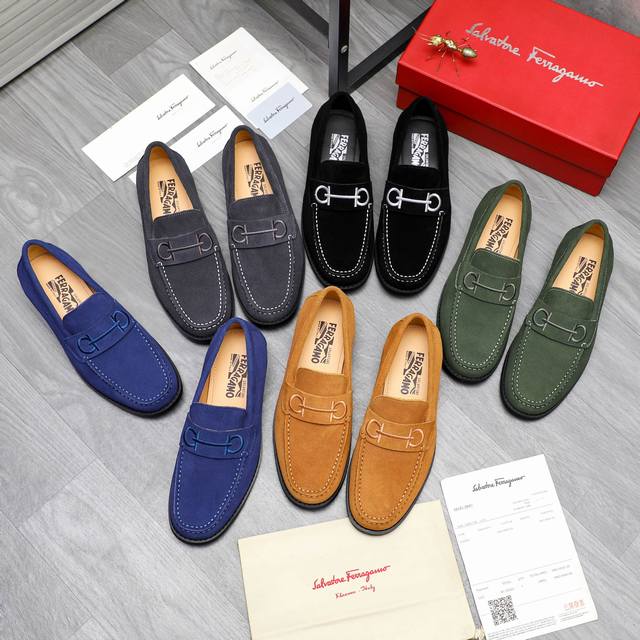 商品商标：Ferragamo 菲拉格慕 ] 正装商务套脚皮鞋 正码码数: 38-44 45定做不退换 商品材料：精选 磨砂牛皮鞋面 牛皮内里 原版大底