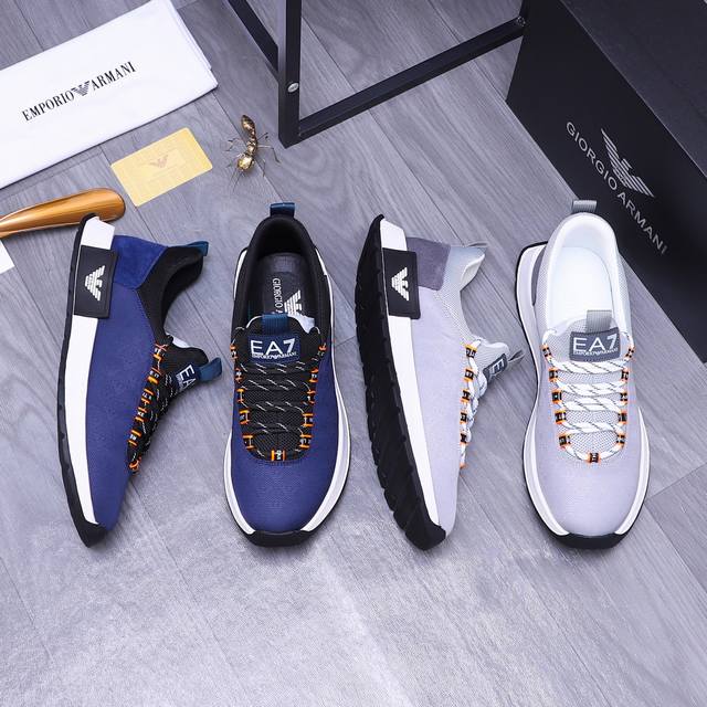 商品商标：Armani 阿玛尼 休闲鞋 正码码数: 38-44 商品材料：精选拼接鞋面 牛皮鞋垫 透气网内里 橡胶大底