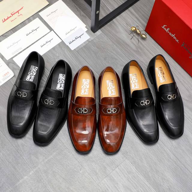 商品商标：Ferragamo 菲拉格慕 正装鞋 正码码数: 38-45 商品材料：精选 头层牛皮鞋面 牛皮内里原版大底