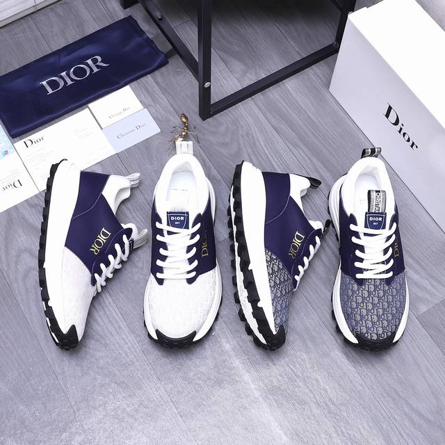 商品商标：Dior 迪奥 休闲鞋 正码码数: 38-44 45.46订做不退换 商品材料：精选牛皮拼接鞋面 透气网内里 原版大底