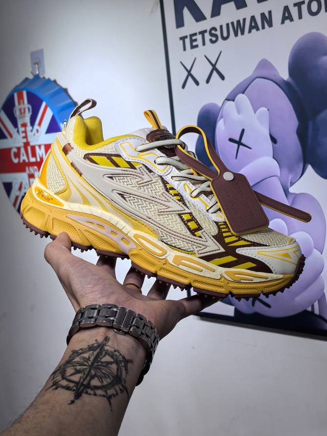 Off-White Be Right Back 圆头系带 舒适轻便 生活休闲鞋 老爹鞋 男女同款 黄色。 尺码：36-45