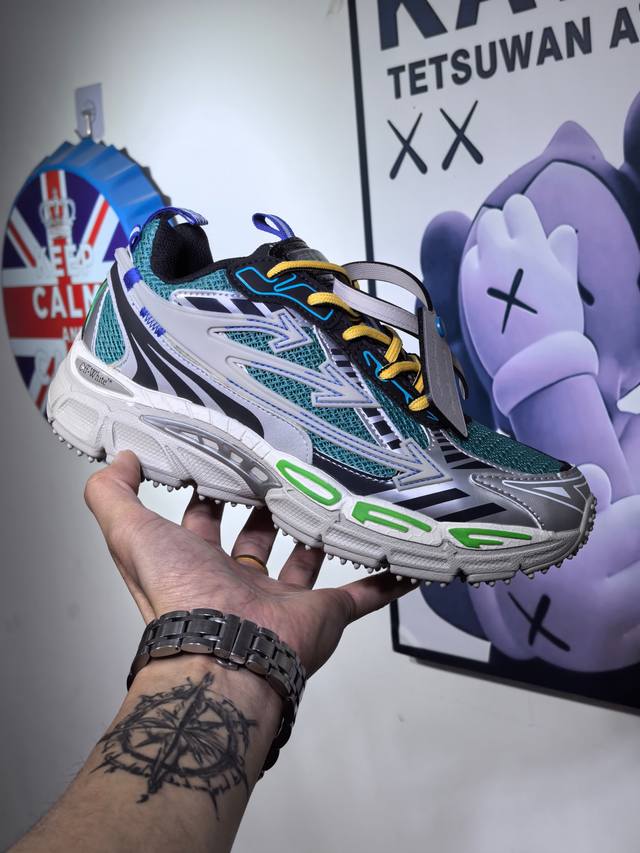 Off-White Be Right Back 圆头系带 舒适轻便 生活休闲鞋 老爹鞋 男女同款 银灰蓝色。 尺码：36-45