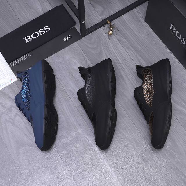 商品商标： ＢＯＳＳ 包底休闲鞋 正码码数: 38-44 45定做不退换 商品材料：精选拼接蛇纹牛皮鞋面 网内里 牛皮鞋垫 橡胶大底