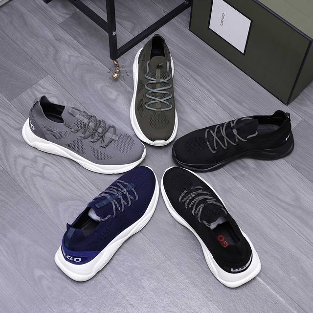 商品商标：Hugo 雨果博斯 运动休闲鞋 正码码数: 38-44 商品材料：精选进口透气飞织鞋面 牛皮鞋垫 原版大底