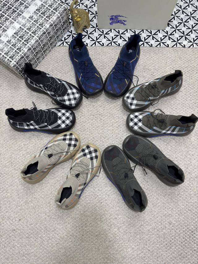 Burberry 经典款 巴宝莉顶级原单代购货！高端男士休闲针织鞋 ！原单精品～简约时尚英伦范儿～原版进口专柜客供面料羊皮内里 垫脚、原版橡胶鞋底！ Size：
