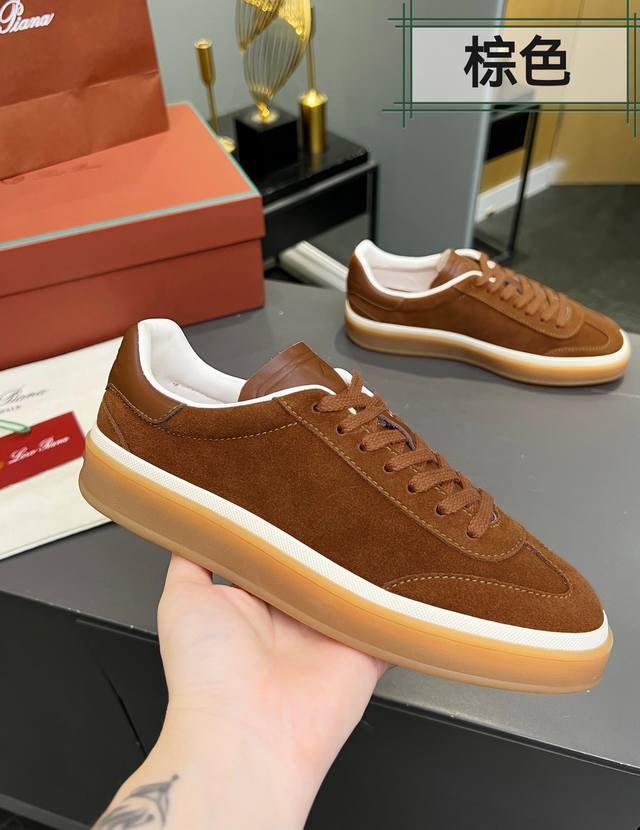 实价 代购级，高版本 意大利 Loro Piana 诺悠翩雅Tennis Walk系列 Lp情侣款德训鞋 休闲 运动鞋 板鞋 原版购入开发 做货 这款新款绒面革