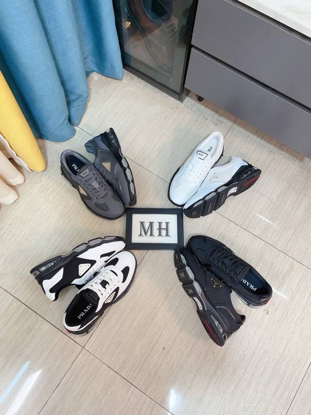 出厂价P 高品质新款Prada 普拉达 专柜同步上市， 新款男鞋、面料精选进口面网配滴胶工艺。进口牛皮内里。高端气垫开模防滑橡胶大底，精美线条、简约大气，上脚舒