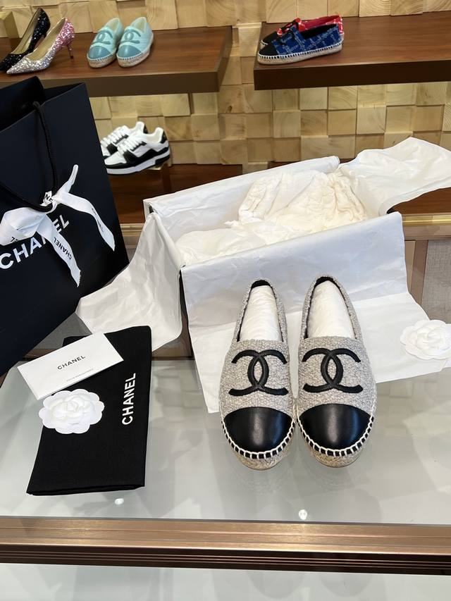 Chane* 春季 Espadrilles 渔夫鞋 小香经典版型！独家代购原版一比一品质！Hk海港城原版购入全程直播，原版一比一开发，绝对放心卖！ 羊毛呢子布款
