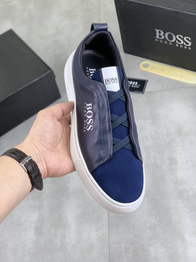 工厂P价P 实价 Boss 2025原版系带男鞋 经典高帮款休闲鞋本款是官方主打经典款，质量，原厂名师制作，采用进口飞织透气面料舒适透气网布內里羊皮鞋垫，完美楦