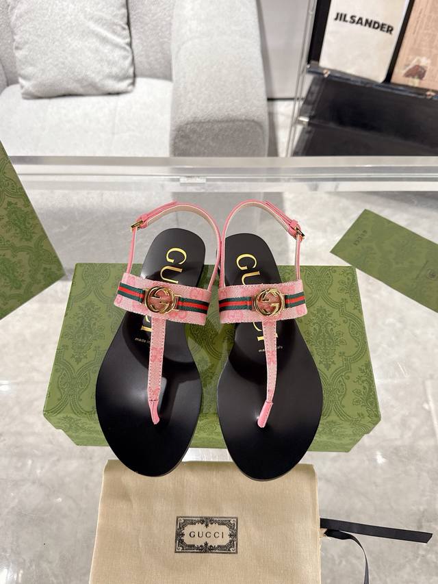 工厂P价 女装女鞋 运动原单 Gucci情侣款夹脚双G凉鞋 正品一比一开发 原版材料 欢迎细节对比 码数:35-44