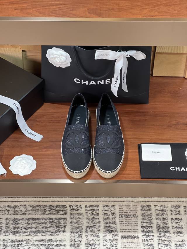 官网同步Chane* 24春季新品鞋底加厚升级版 Espadrilles 渔夫鞋 小香经典版型！独家代购原版一比一品质！香港海港城，深圳万象城，广州太古汇陆续多