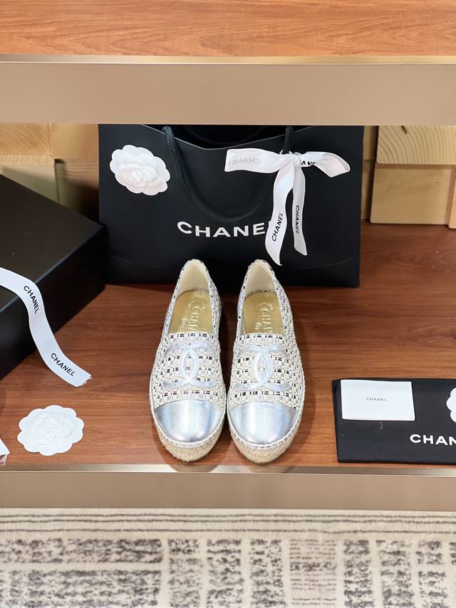官网同步Chane* 24春季新品鞋底加厚升级版 Espadrilles 渔夫鞋 小香经典版型！独家代购原版一比一品质！香港海港城，深圳万象城，广州太古汇陆续多