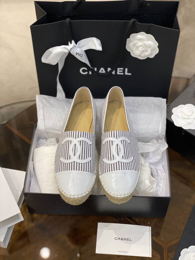 Chane* Espadrilles 渔夫鞋 小香经典版型！独家代购原版一比一品质！Hk海港城原版购入全程直播，原版一比一开发，绝对放心卖！ 海军风条纹款 细节