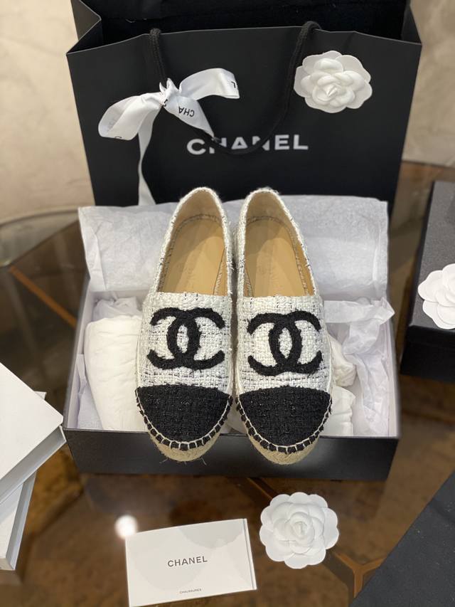 Chane* 经典春夏 Espadrilles 渔夫鞋 小香经典版型！独家代购原版一比一品质！Hk海港城原版购入全程直播，原版一比一开发，绝对放心卖！ 呢子布款