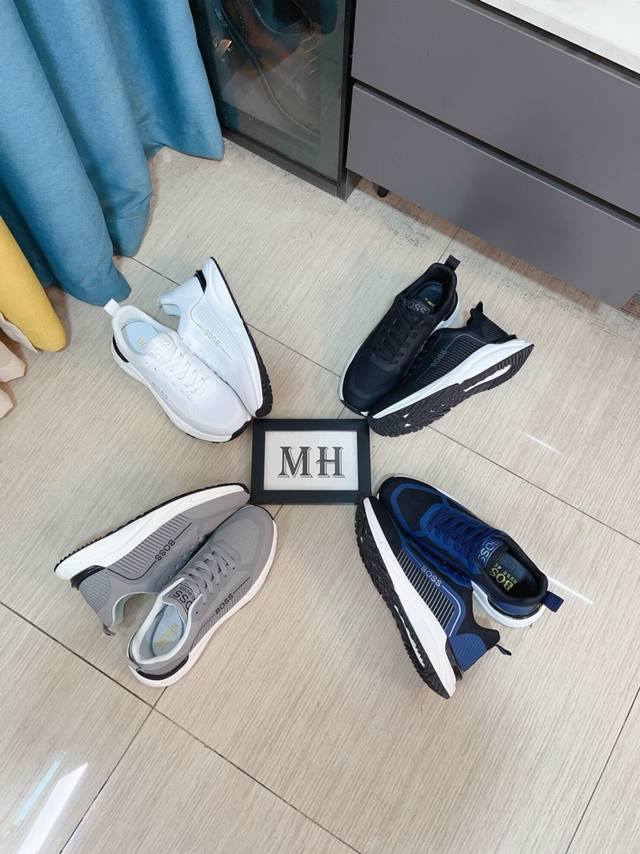 出厂价P Boss 高端系列运动男鞋，以经典的设计成为永不落幕的时尚宠儿，经典的休闲造型。鞋面采用牛皮鞋面 品牌Logo点缀 彰显品牌魅力；头层真皮里 品牌专用