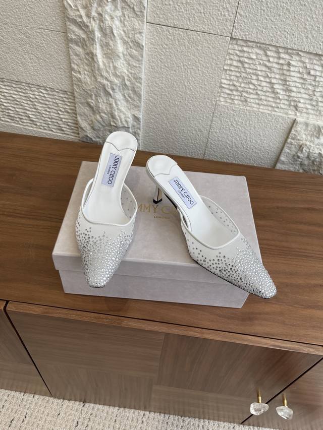 顶级版本 Jimmy Choo 吉米周 25Ss 春夏新款 小方头 纱网 凉鞋 拖鞋 单鞋 高跟鞋 穆勒鞋 Jimmy Choo 吉米周 春夏Vivi 系列穆勒