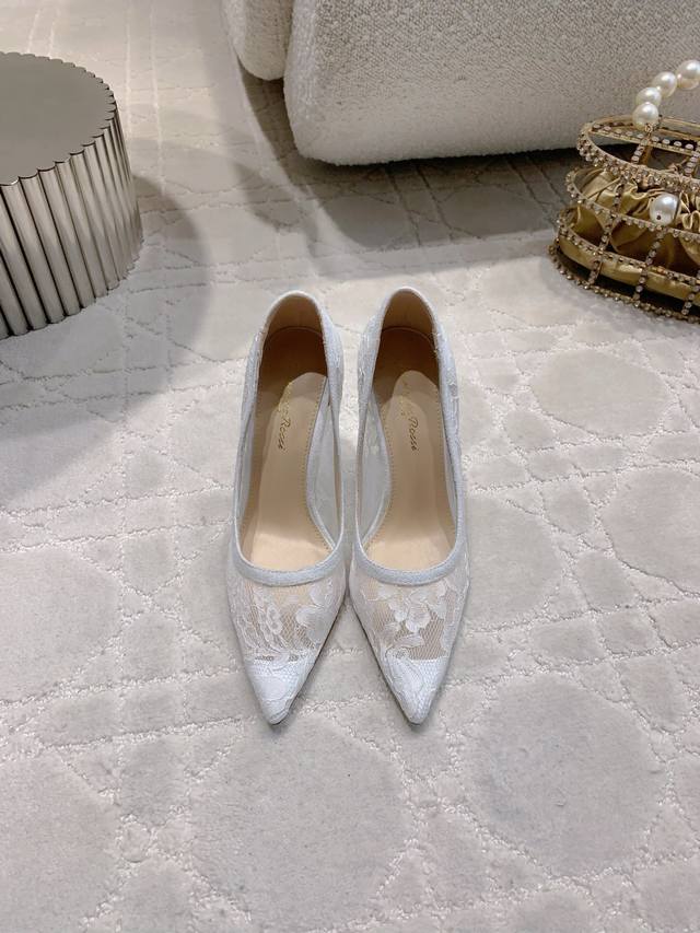 平底 高跟 Gianvitor Ross*新款蕾丝高跟鞋 端庄优雅 上脚超仙超美 鞋面进口蕾丝 垫脚混种羊皮 意大利真皮大底 平底 9.5Cm 两种跟高 尺码3
