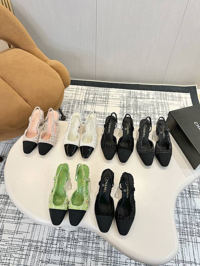 Chan*L经典Slingback小香凉鞋！单鞋！ 就像Coco香奈儿女士说的：流行稍纵即逝，但风格永存！这双后空鞋就是香家经典中的经典！双色搭配，简约精致，专