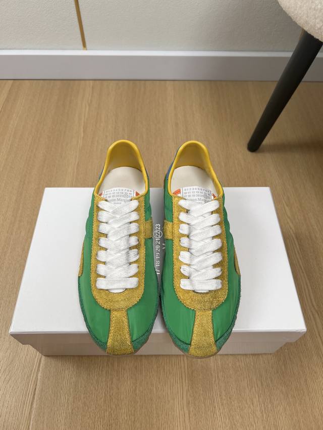 高版本Maison Margiela *马吉拉 2025 2025春夏新品 专柜新款复古马卡龙拼色德训运动休闲鞋系列～ 新款Sprinters运动鞋轮廓采用做旧