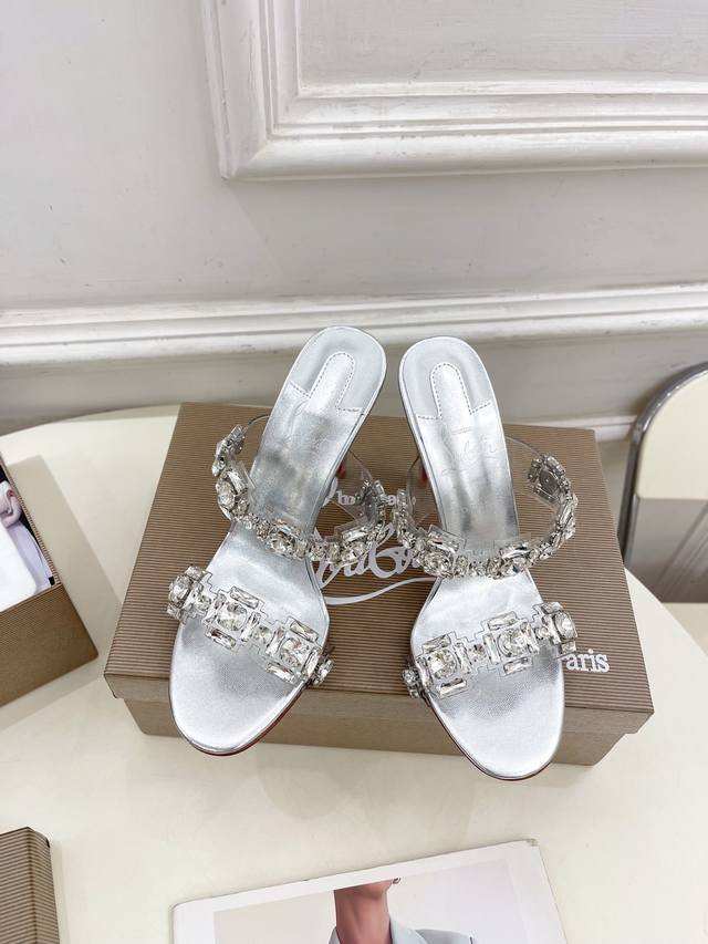 Christian Louboutin路铂廷Cl 红底鞋 25Ss最新Just Jewel透明带水晶钻高跟拖鞋系列，魅惑华丽的顶级硬货上新 Bs明星同款，平台主