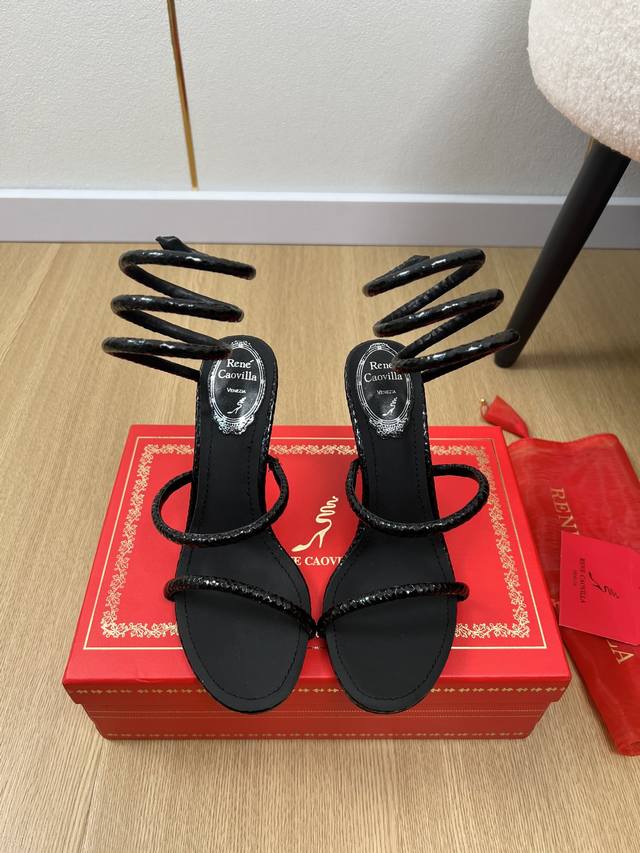 Rene Caovilla 芮妮乔薇拉 2025 Rc家2025早春新品 专柜最新经典款蛇形缠绕高跟凉鞋系列 Rc除了好看一无是处的高跟鞋水钻蛇形绑带高跟鞋女士