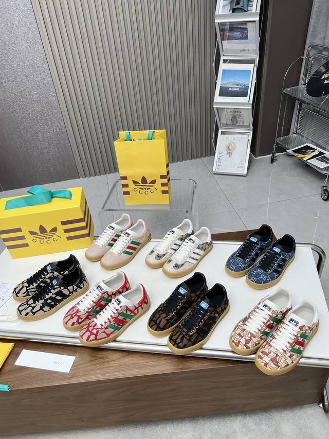 冲量价: 男+10 重磅联名 Adidas｜Gucci情侣款三叶草Logo与标志性三条杆为设计元素将其与独属于的Gucci 双方选择Adidas Origina