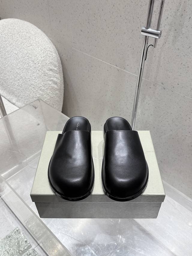 Rick Owens 欧文斯 2025Ss 情侣款勃肯拖鞋 包头穆勒鞋 凉鞋 材料：开模Tpu耐磨鞋底，牛皮沿条、头层粒面小牛皮鞋面，水染牛皮及内衬 Size：